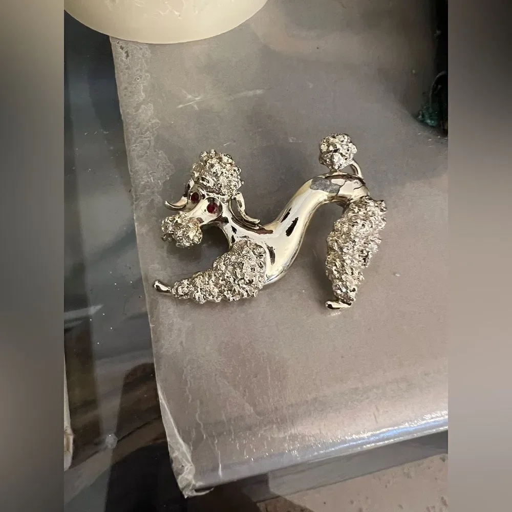 Vintage Gold Tone Signed Gerry's Poodle Pin Brooch